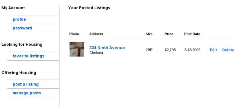 Manage Apartment Listings and Favorites