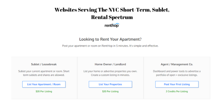 Best Websites Serving The NYC Short-Term, Sublet, Rental Spectrum