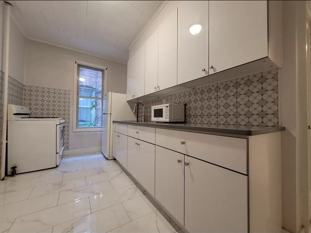 Kitchen with white appliances