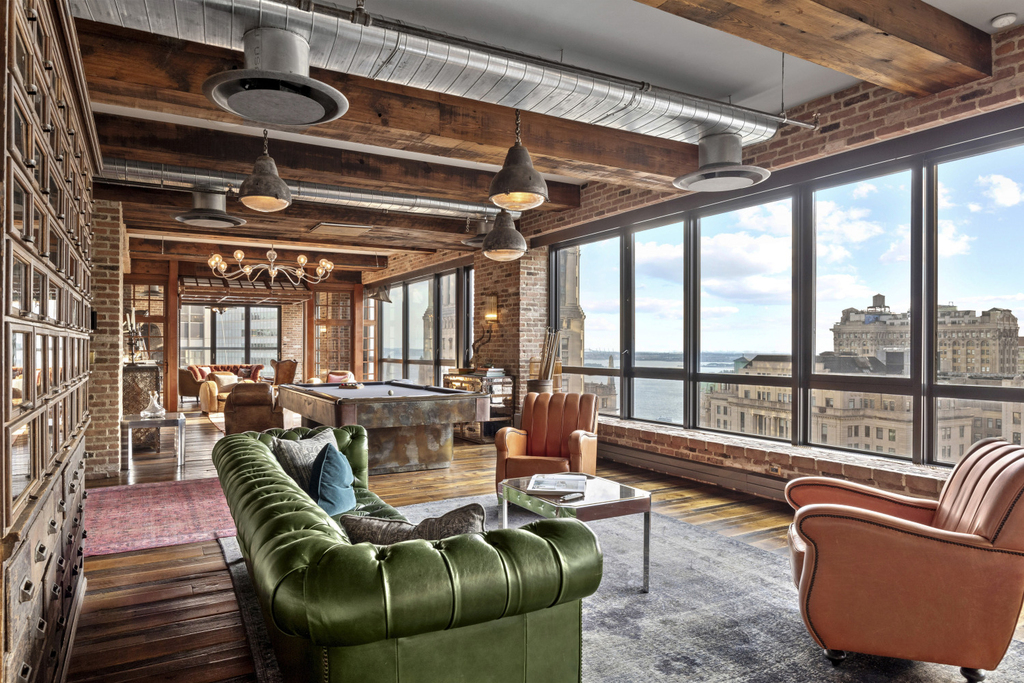 Penthouse apartment with exposed beams