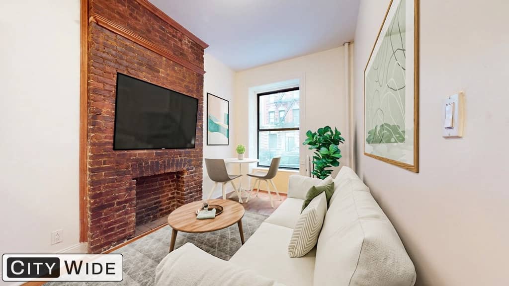 Upper West Side apartment with decorative fireplace in October of 2026
