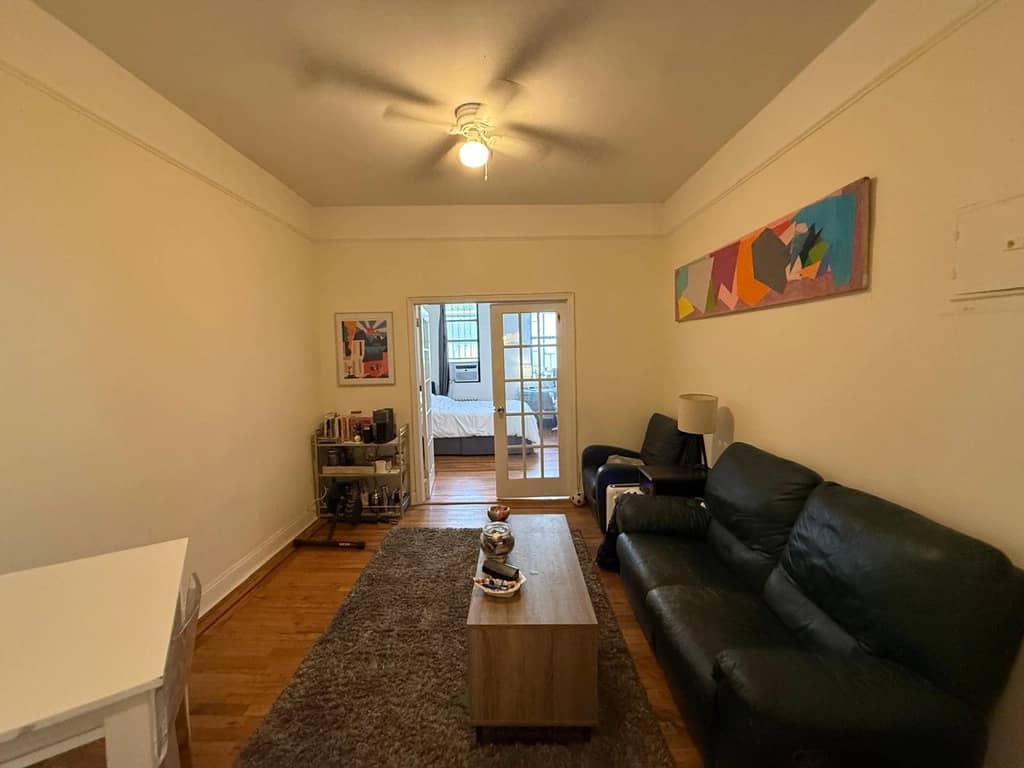 East Village apartment with french doors in September of 2026