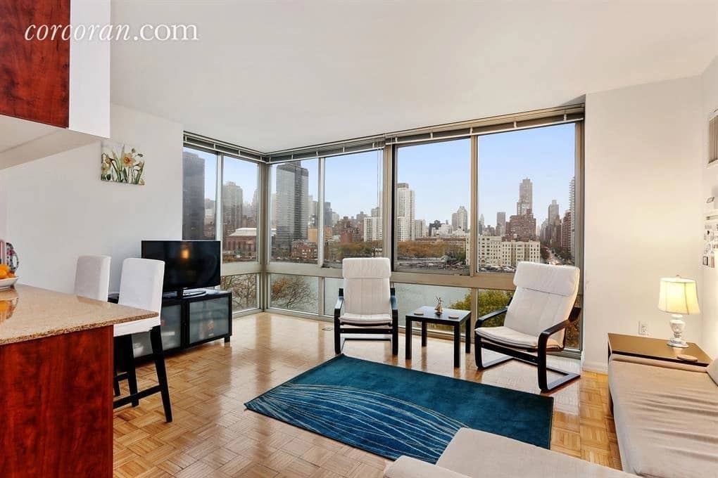 Roosevelt Island apartment with floor-to-ceiling windows in September of 2026