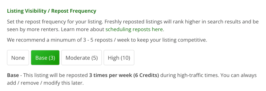 RentHop repost scheduler visibility