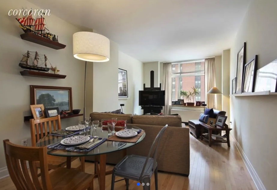 apartment photo of living room and dining table