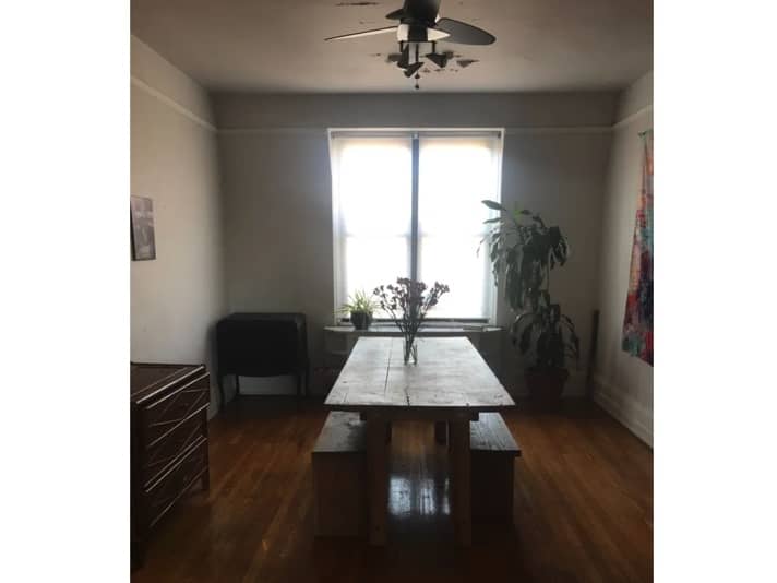 photo of an empty room with dining table