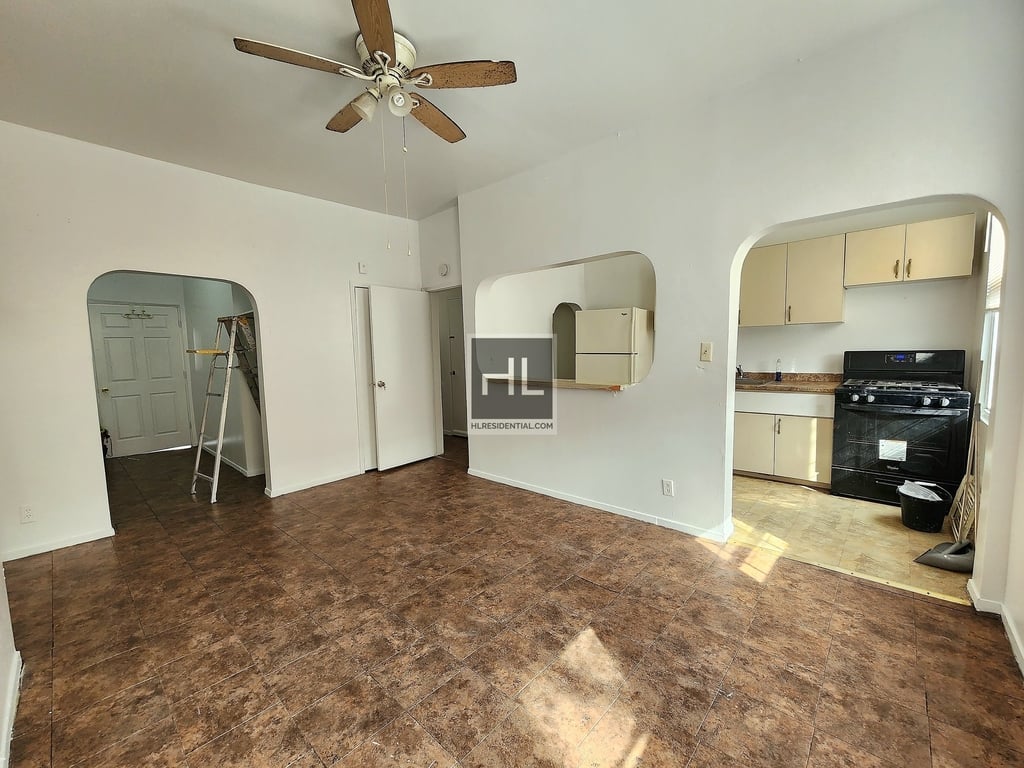 Living room into kitchen area