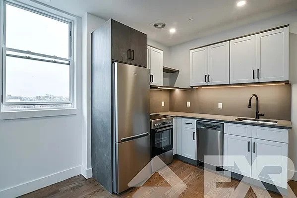 Kitchen with stainless steel appliances