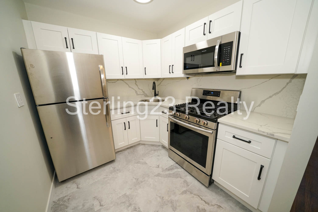 Stainless steel appliances in kitchen