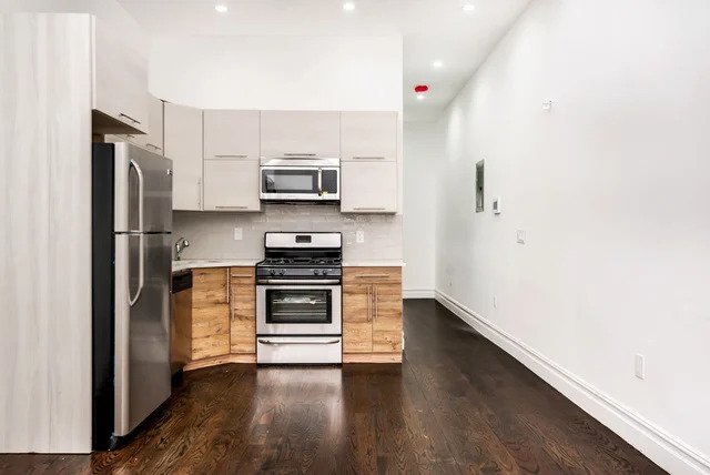 Kitchen with stainless steel appliances