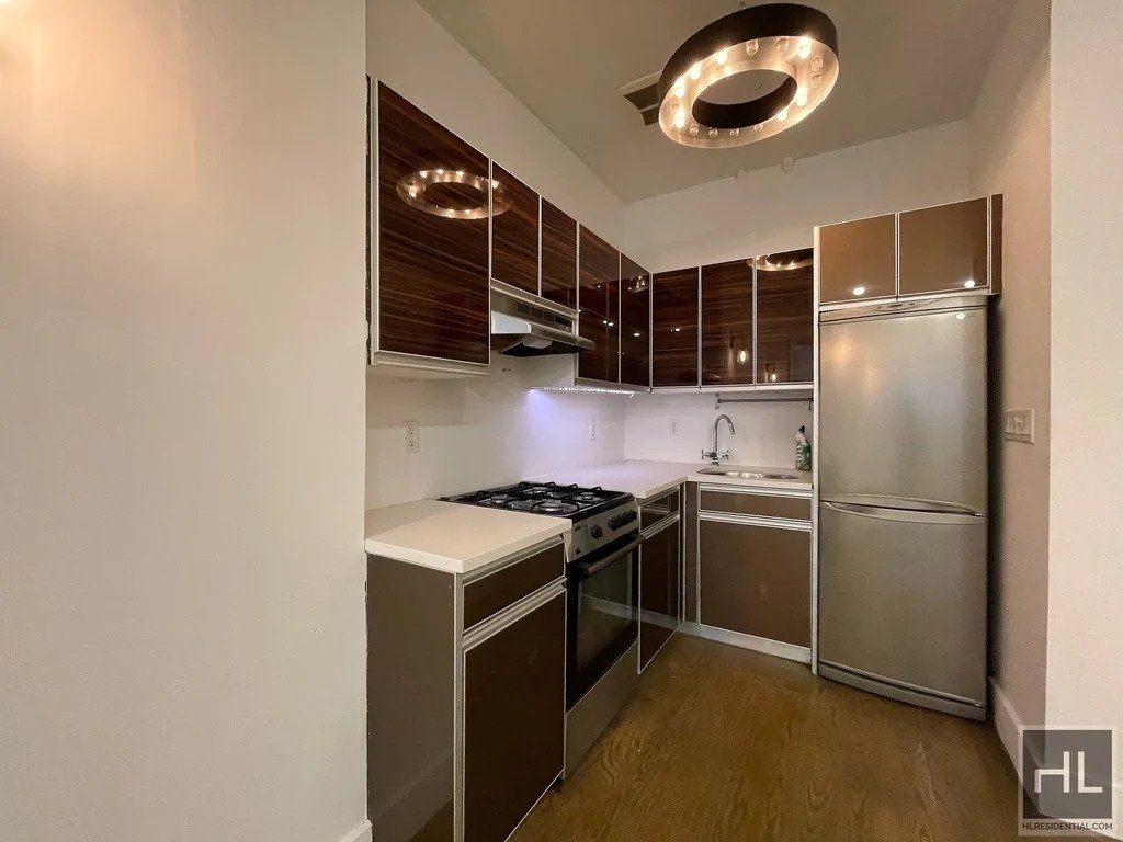 Kitchen with stainless steel appliances