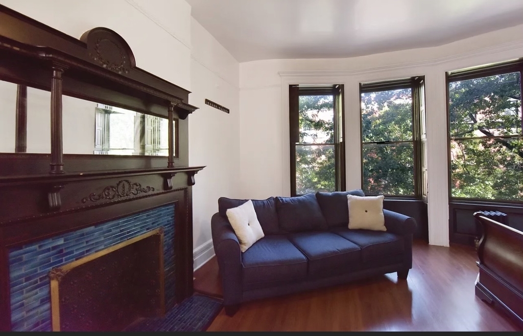 Living area with fireplace