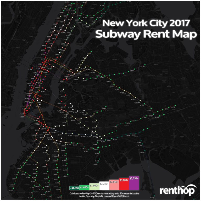 New York City Rents By Subway Stop 2017