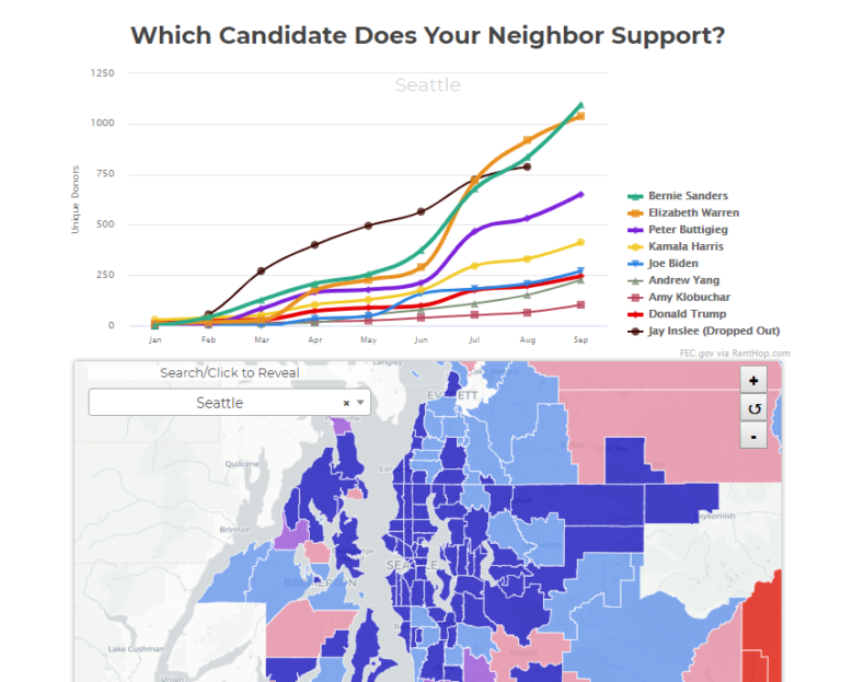 P2020 Fundraising by Zip Code: Sanders Dominates Seattle and other Major Cities in King County