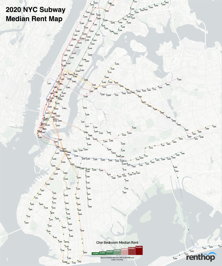 RentHop 2020 Subway Rent Map: Rents Are Dropping at Major MTA Stops
