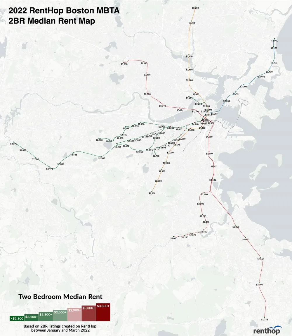 Boston Union Rates Map 93% of Boston T Stops Experienced Rent Hikes - Real Estate Data & Research